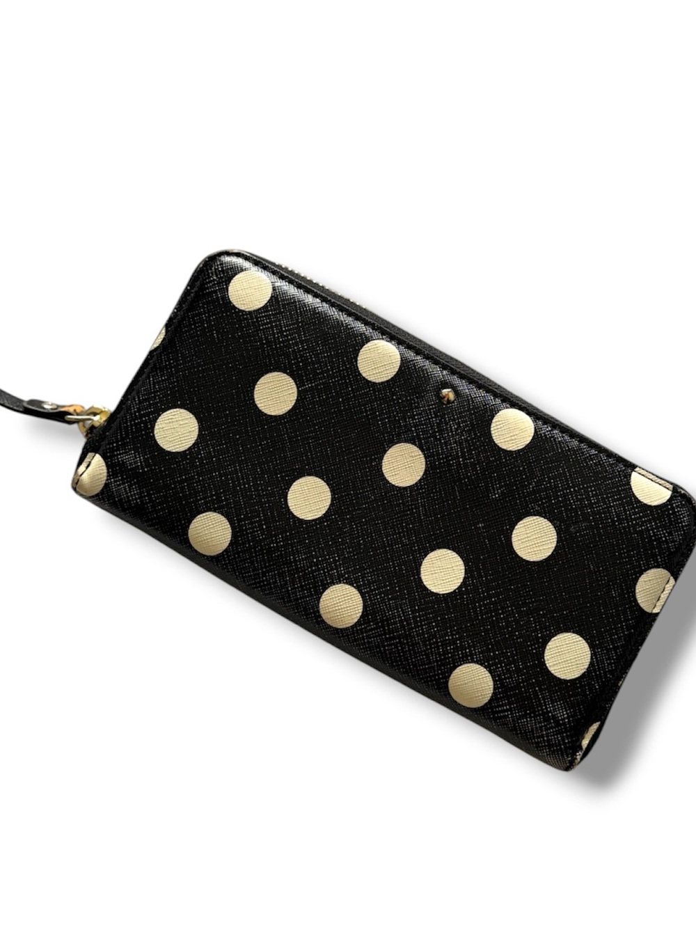 kate spade Black White Polka Dot Zip Pocket Wallet